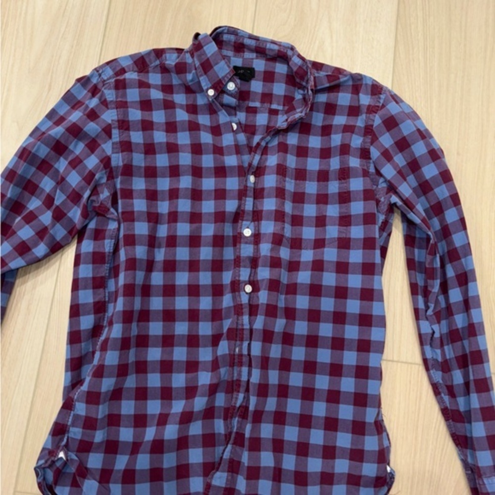J. Crew Red and Blue Plaid Casual Button Down Shirt